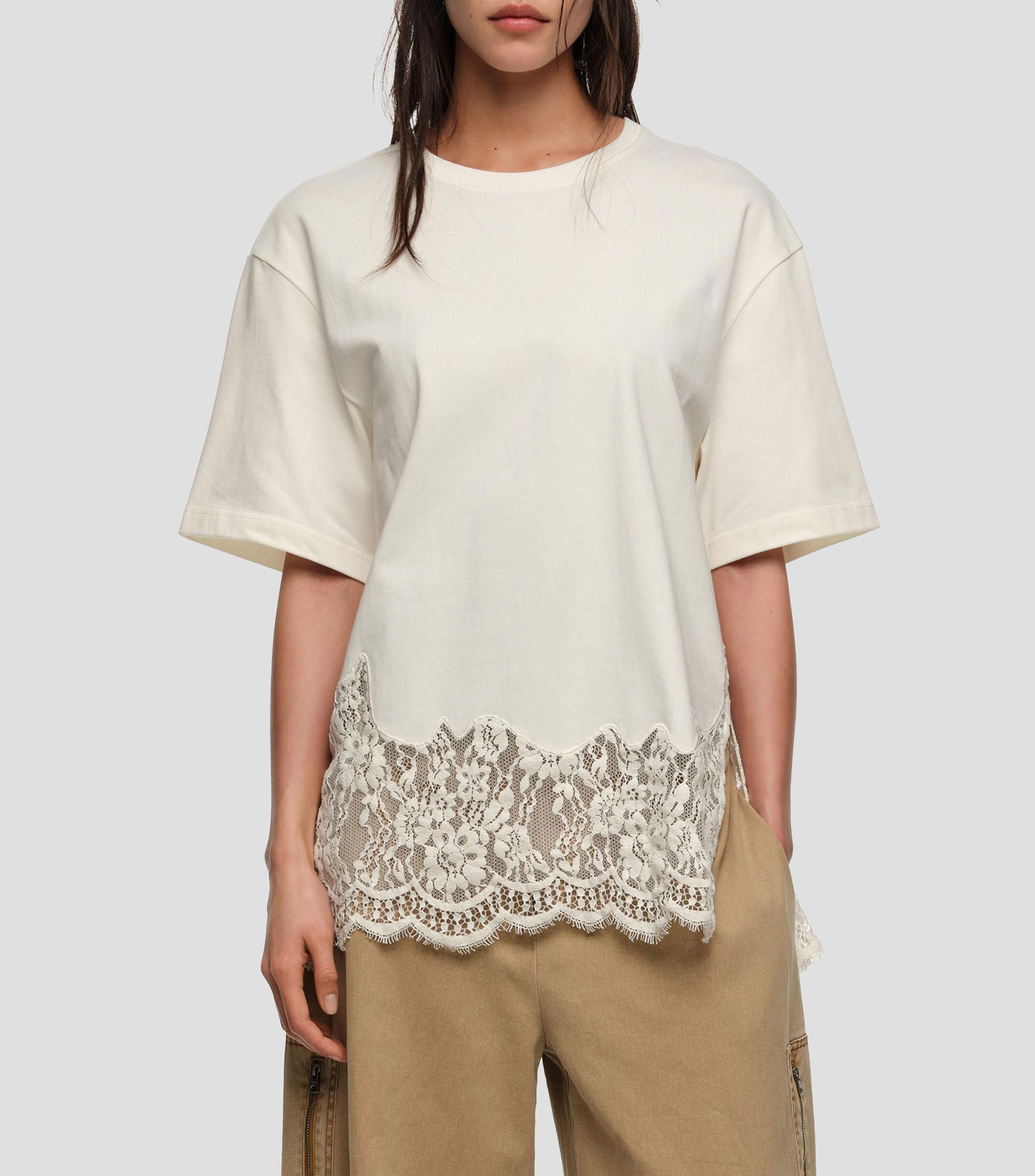 Playera cuello redondo manga corta lisa Mujer
